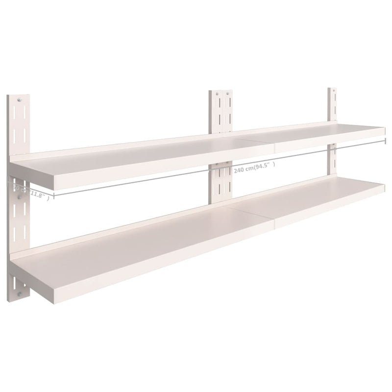 vidaXL 2 db kétszintes rozsdamentes acél fali polc 240 x 30 cm