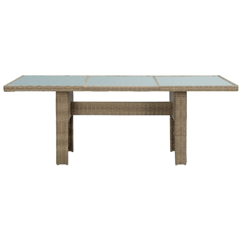 vidaXL barna üveg és polyrattan kerti étkezőasztal 200 x 100 x 74 cm