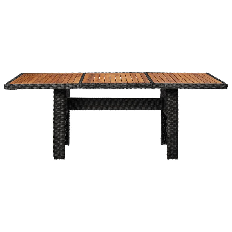 vidaXL fekete polyrattan kerti étkezőasztal 200 x 100 x 74 cm