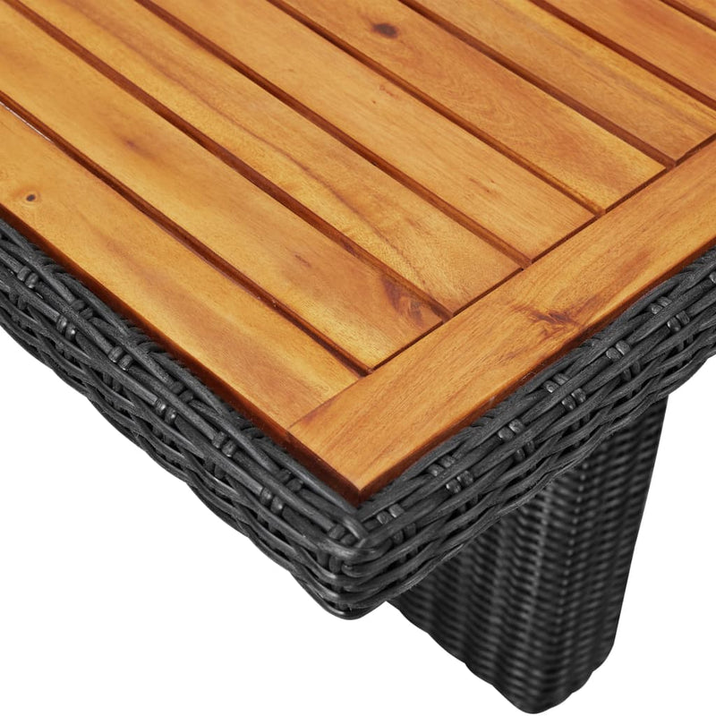 vidaXL fekete polyrattan kerti étkezőasztal 200 x 100 x 74 cm