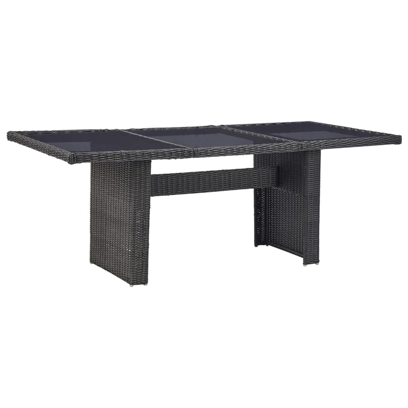 vidaXL barna üveg és polyrattan kerti étkezőasztal 200 x 100 x 74 cm