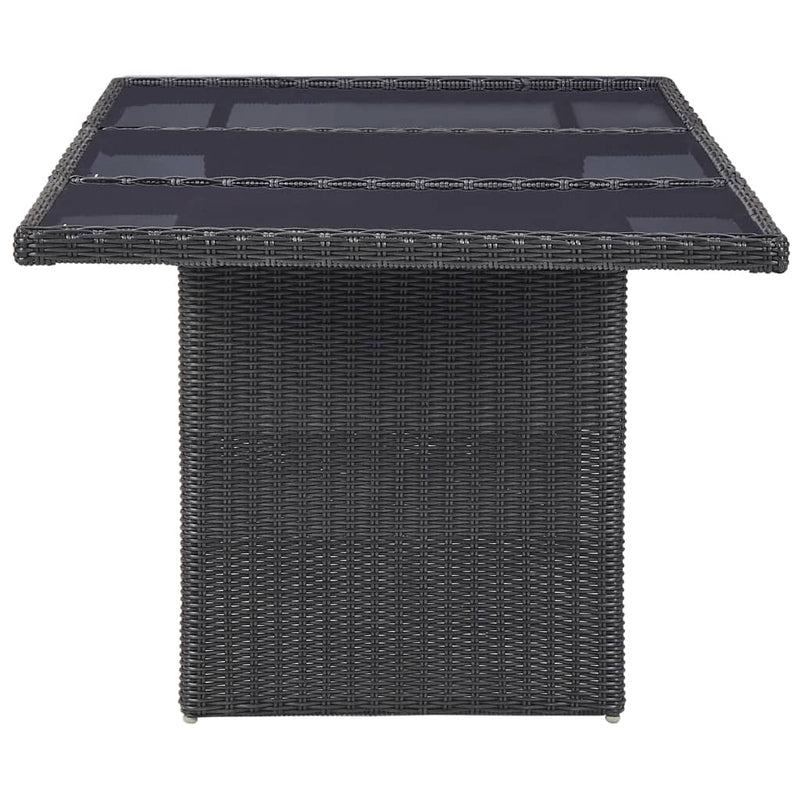 vidaXL barna üveg és polyrattan kerti étkezőasztal 200 x 100 x 74 cm