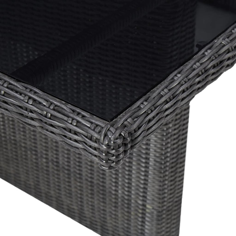 vidaXL barna üveg és polyrattan kerti étkezőasztal 200 x 100 x 74 cm