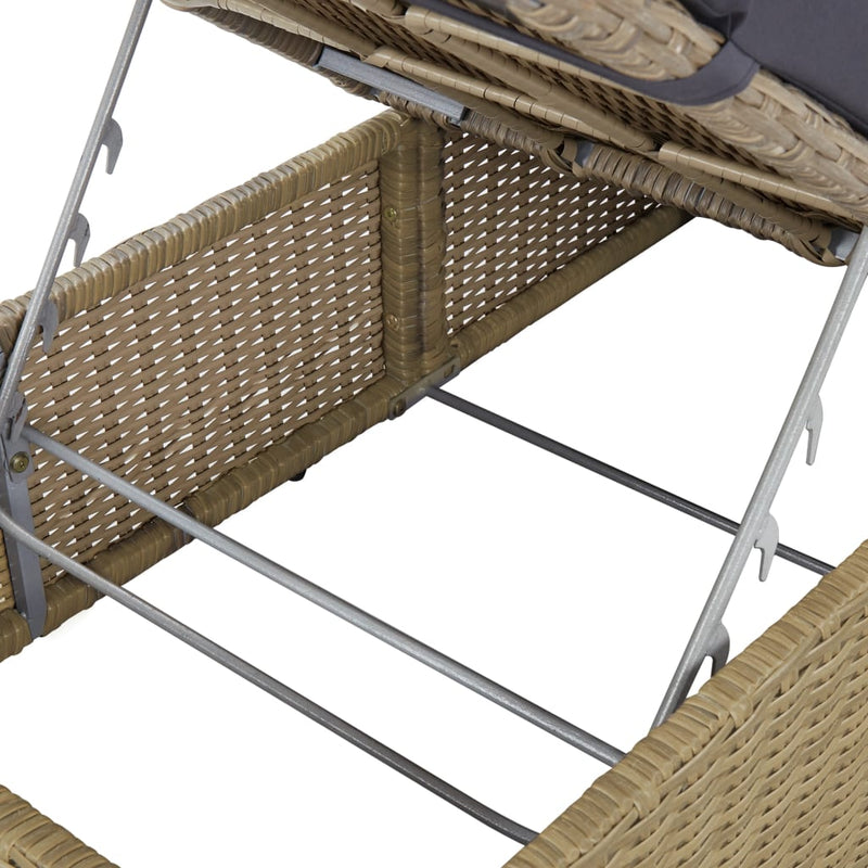 vidaXL barna és sötétszürke polyrattan napozóágy