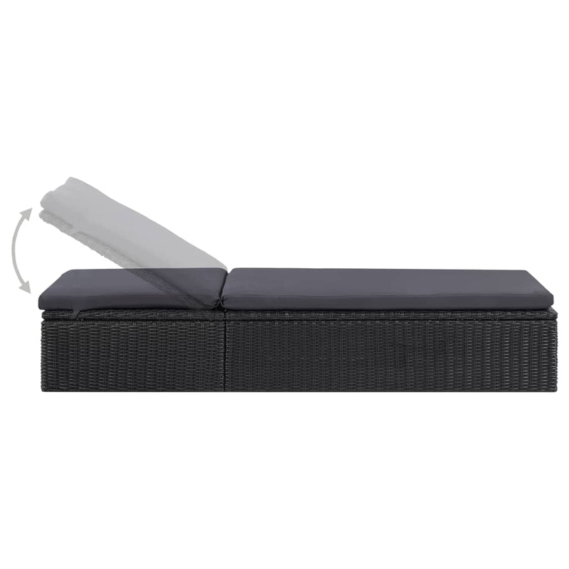 vidaXL sötétszürke polyrattan napozóágy