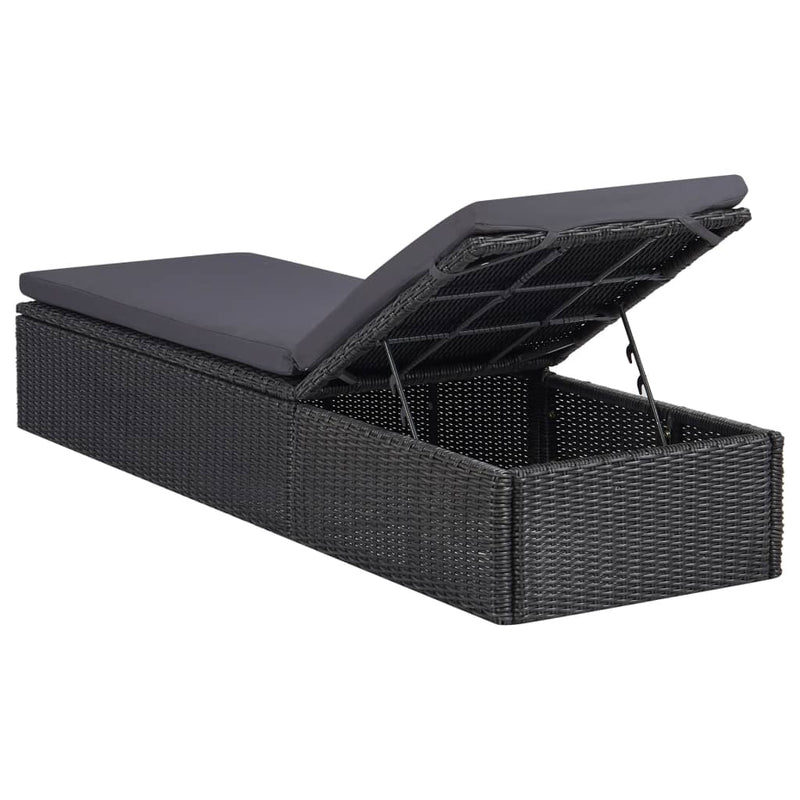 vidaXL sötétszürke polyrattan napozóágy