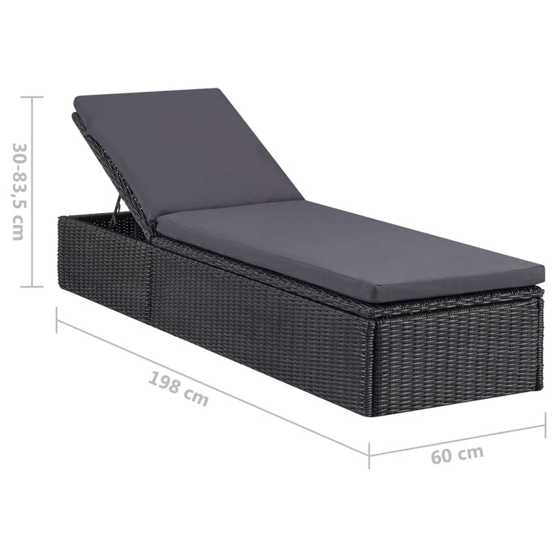 vidaXL sötétszürke polyrattan napozóágy