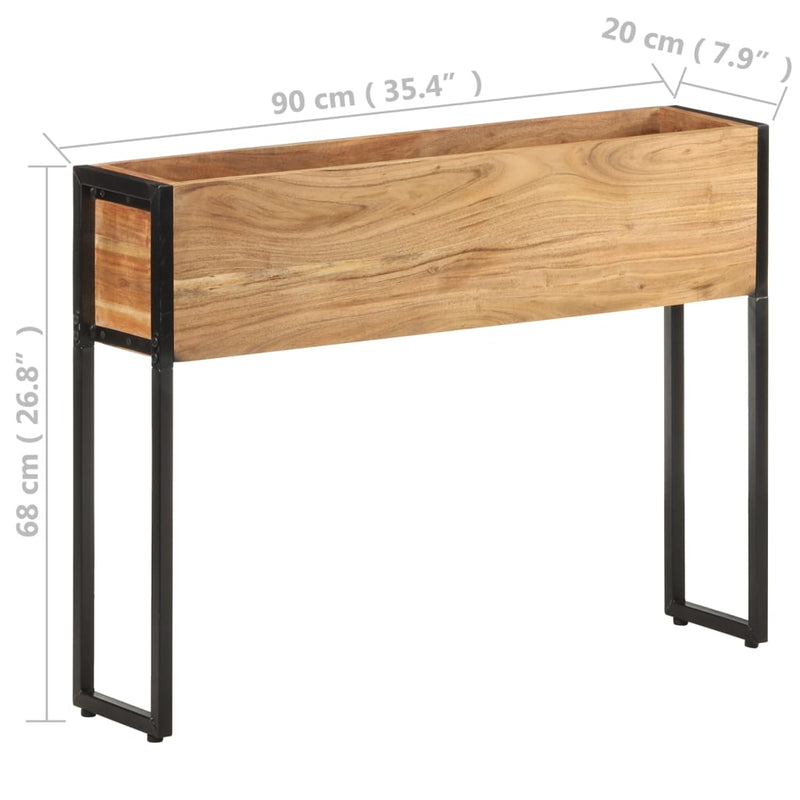 vidaXL tömör akácfa virágtartó 90 x 20 x 68 cm