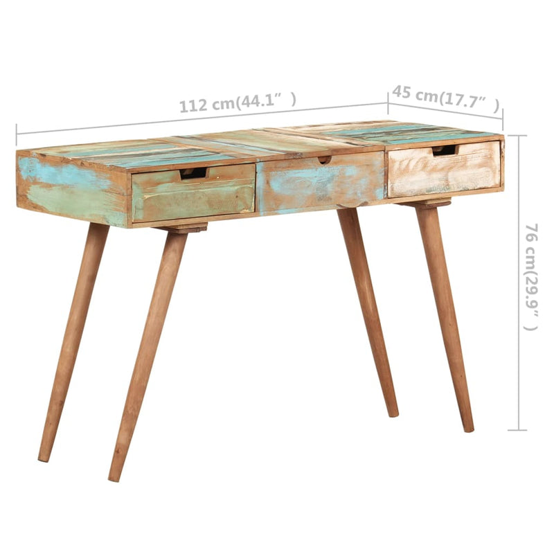vidaXL tömör újrahasznosított fa fésülködőasztal tükörrel 112x45x76 cm