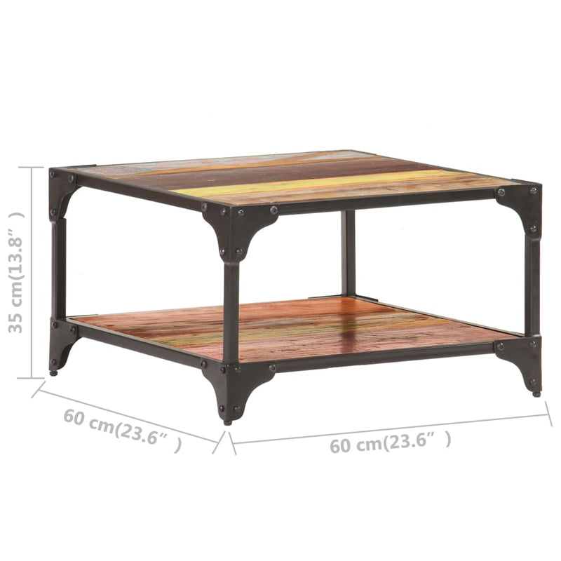 vidaXL tömör újrahasznosított fa dohányzóasztal 60 x 60 x 35 cm