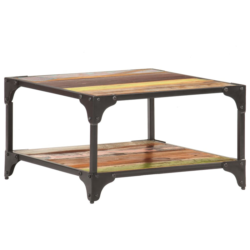 vidaXL tömör újrahasznosított fa dohányzóasztal 60 x 60 x 35 cm