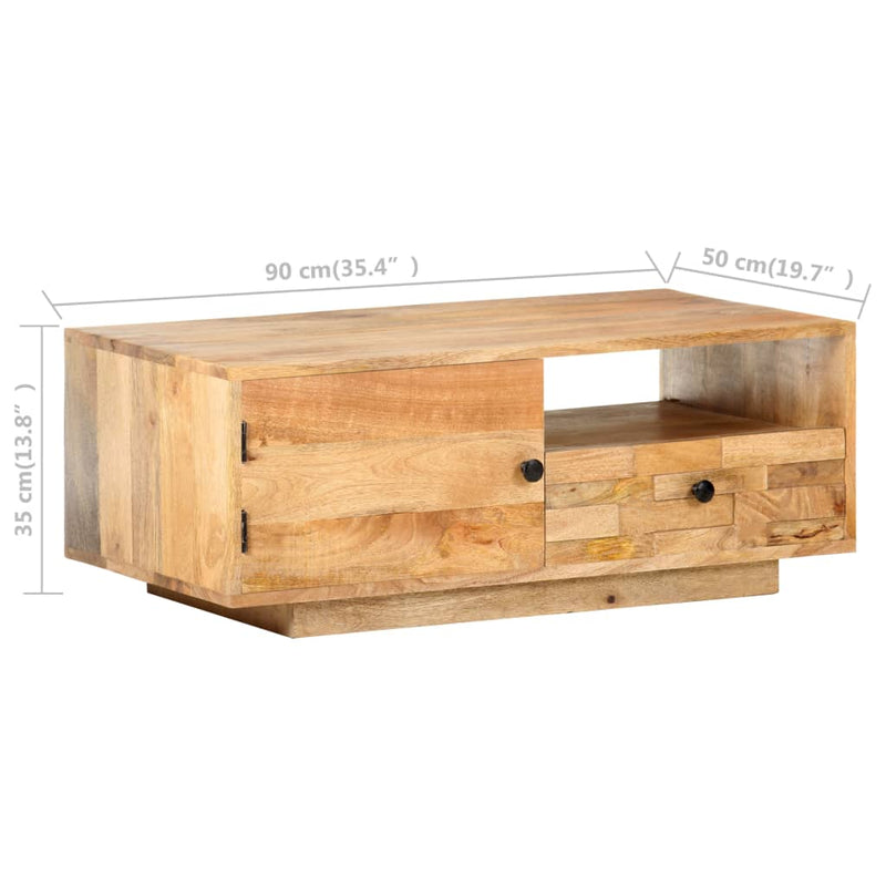 vidaXL tömör mangófa dohányzóasztal 90 x 50 x 35 cm