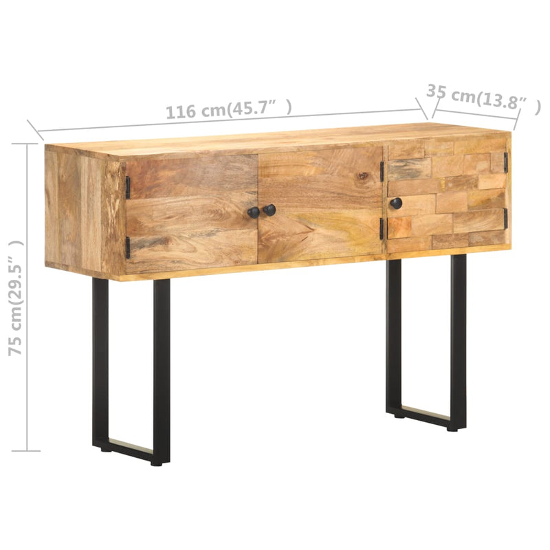vidaXL tömör mangófa tálalószekrény 116 x 35 x 75 cm