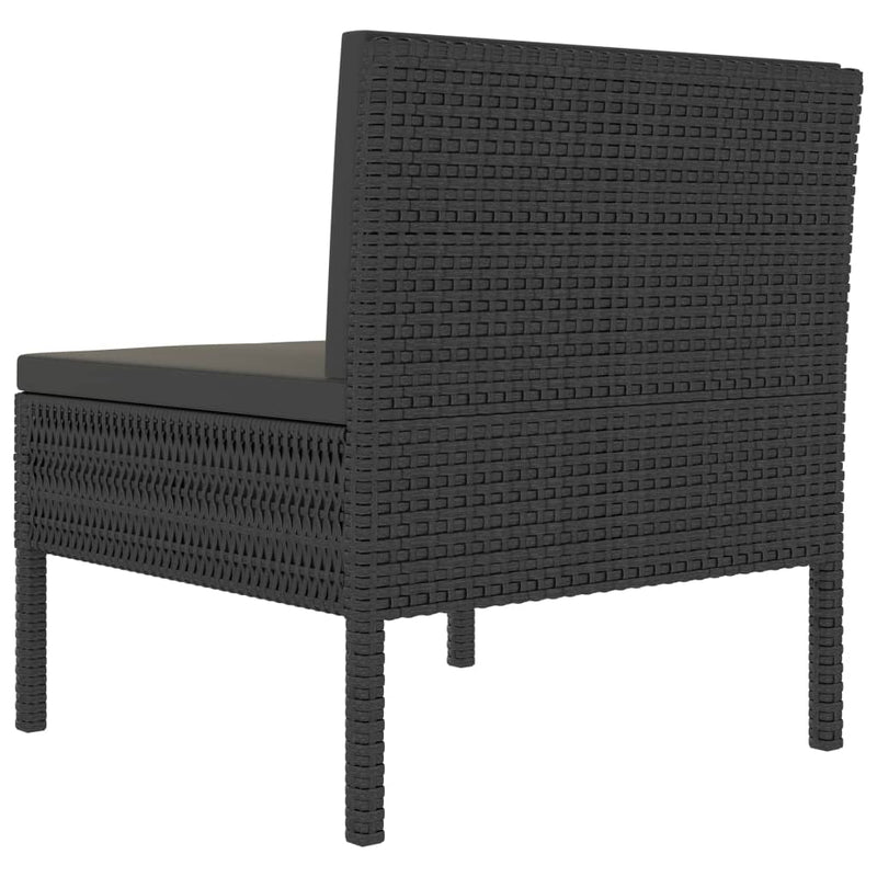 vidaXL 3 db fekete polyrattan kerti szék párnákkal