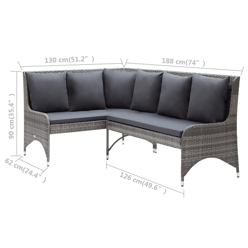 vidaXL 2 db szürke polyrattan kerti sarokkanapé