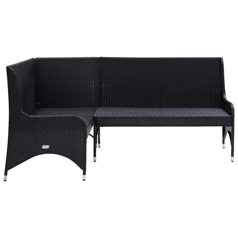 vidaXL 2 db fekete polyrattan kerti sarokkanapé