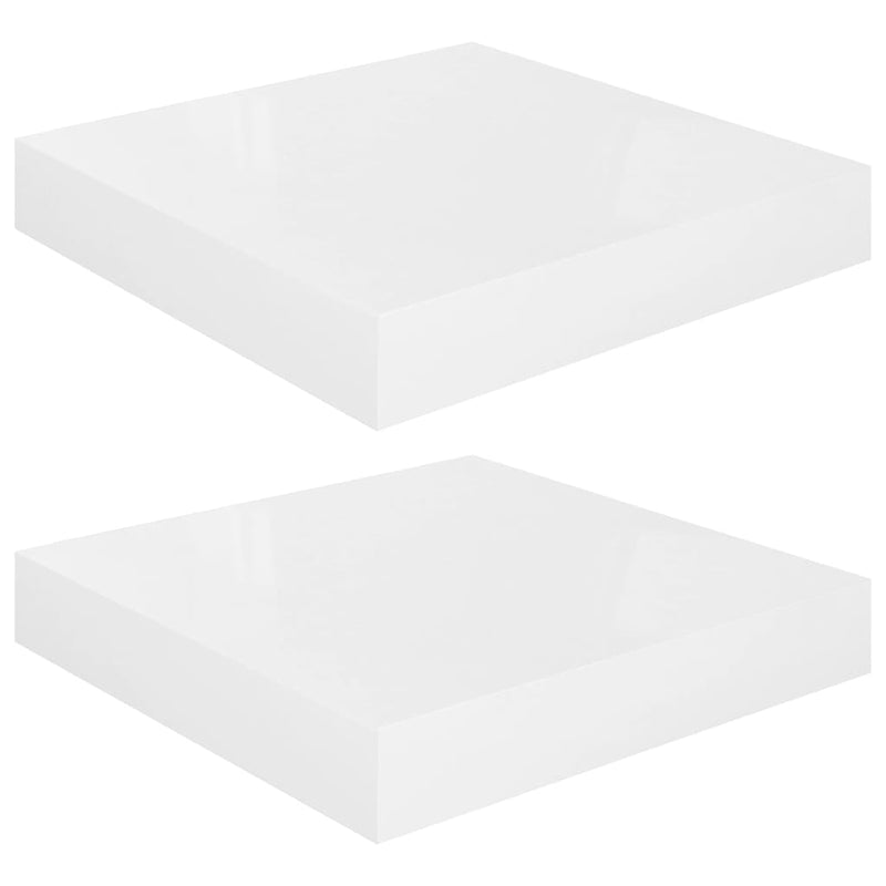 vidaXL 2 db magasfényű fehér MDF lebegő fali polc 23 x 23,5 x 3,8 cm