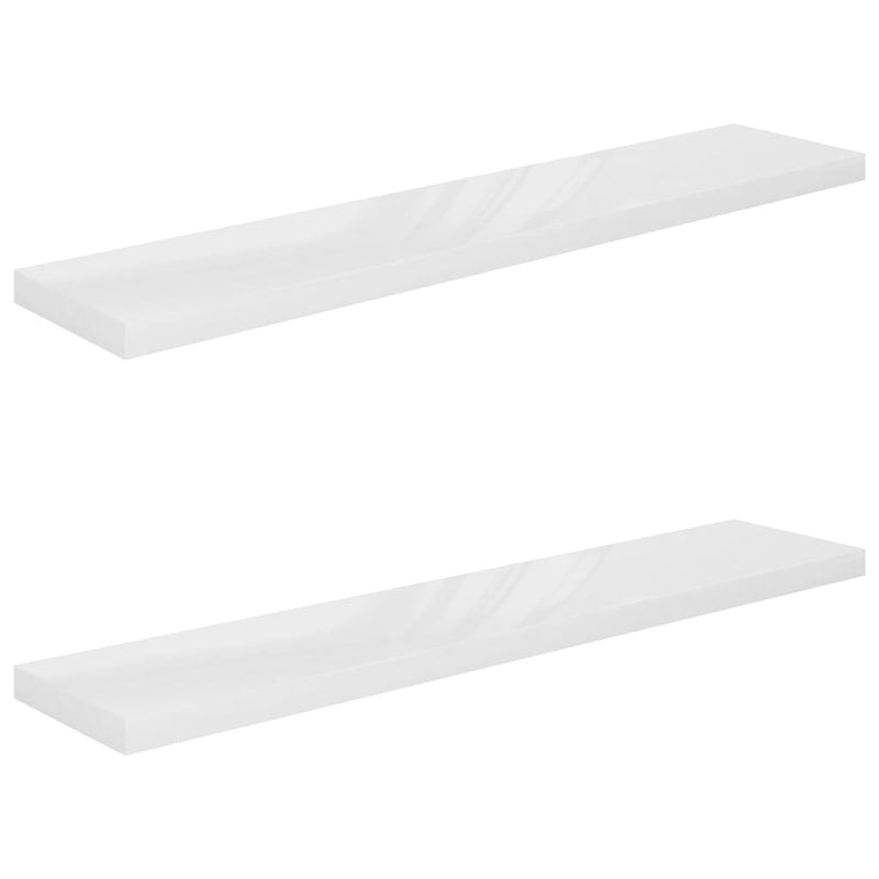 vidaXL 2 db magasfényű fehér MDF lebegő fali polc 120 x 23,5 x 3,8 cm