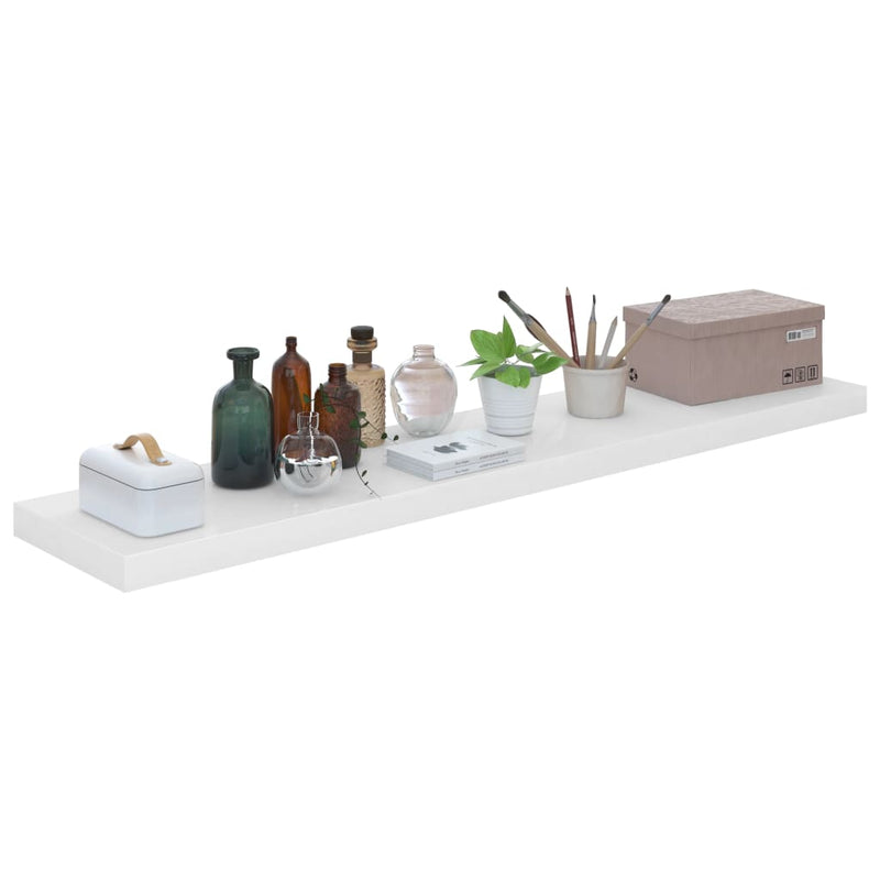 vidaXL 2 db magasfényű fehér MDF lebegő fali polc 120 x 23,5 x 3,8 cm
