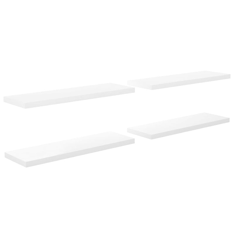 vidaXL 4 db magasfényű fehér MDF lebegő fali polc 120 x 23,5 x 3,8 cm