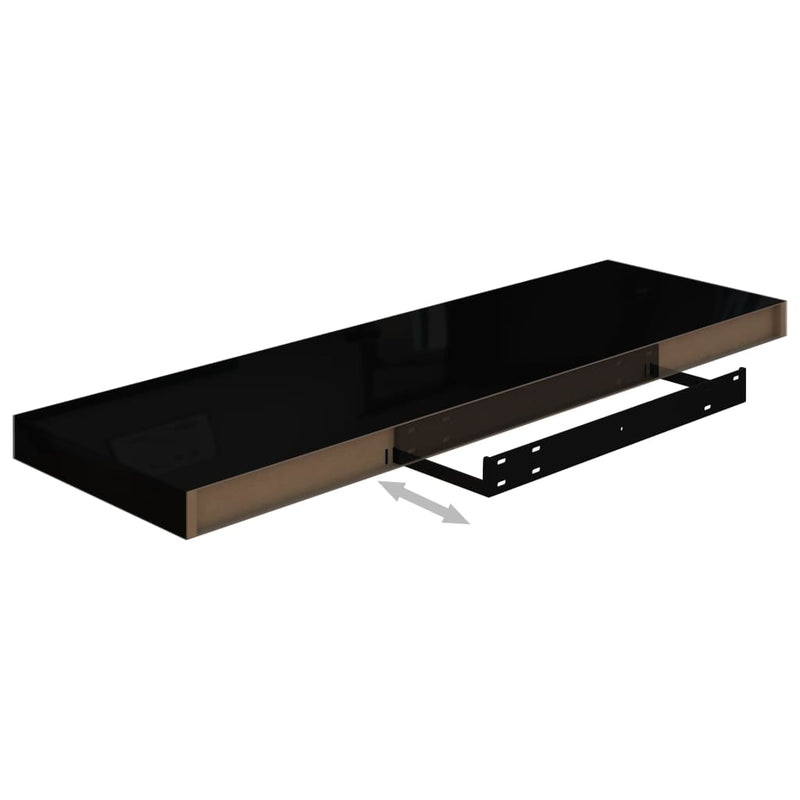 vidaXL 4 db magasfényű fekete MDF lebegő fali polc 80 x 23,5 x 3,8 cm