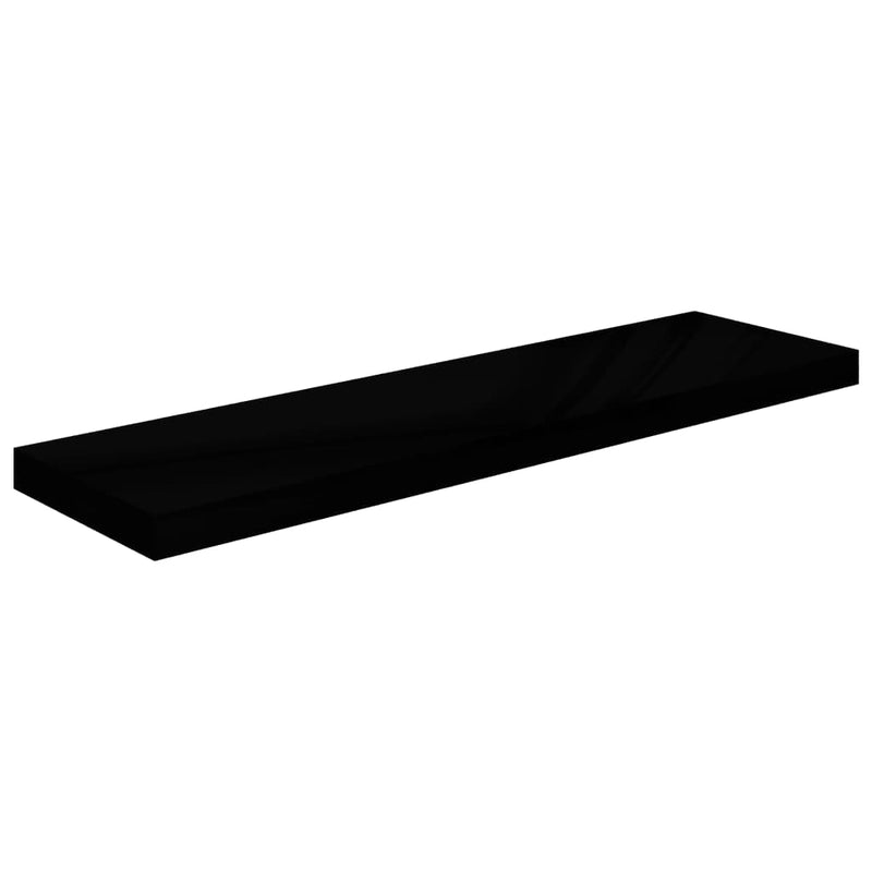 vidaXL 2 db magasfényű fekete MDF lebegő fali polc 90 x 23,5 x 3,8 cm