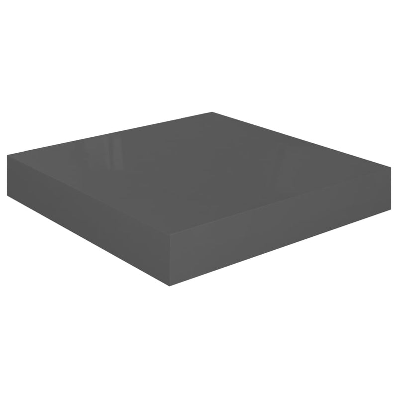 vidaXL magasfényű szürke MDF lebegő fali polc 23 x 23,5 x 3,8 cm