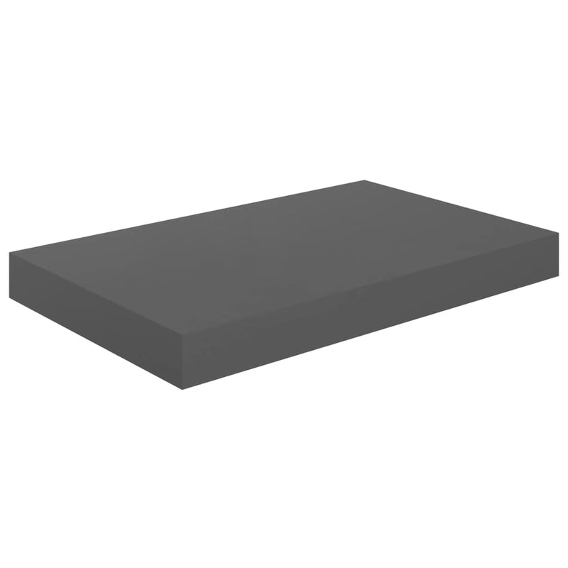 vidaXL 4 db magasfényű szürke MDF lebegő fali polc 40 x 23 x 3,8 cm