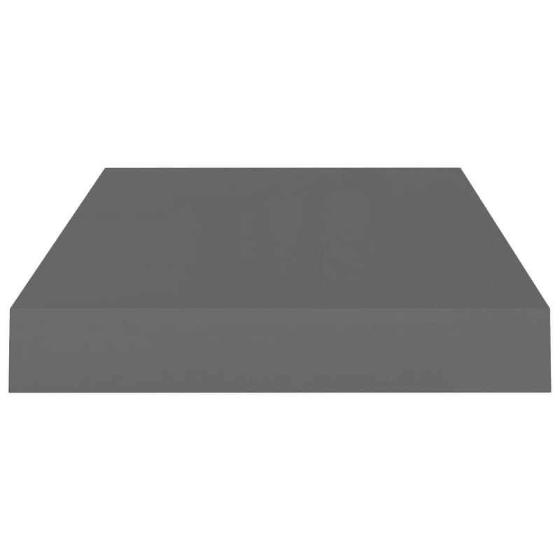 vidaXL 4 db magasfényű szürke MDF lebegő fali polc 40 x 23 x 3,8 cm
