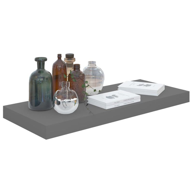 vidaXL 4 db magasfényű szürke MDF lebegő fali polc 60 x 23,5 x 3,8 cm