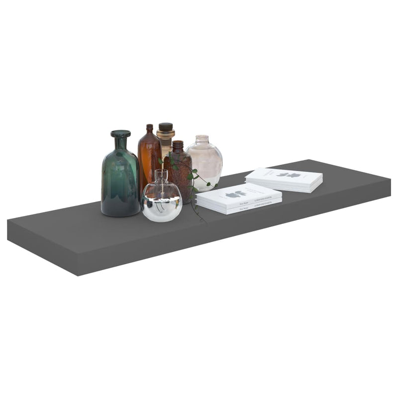 vidaXL 4 db magasfényű szürke MDF lebegő fali polc 80 x 23,5 x 3,8 cm