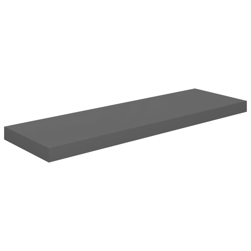 vidaXL 4 db magasfényű szürke MDF lebegő fali polc 80 x 23,5 x 3,8 cm