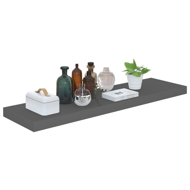 vidaXL magasfényű szürke MDF fali polc 90 x 23,5 x 3,8 cm