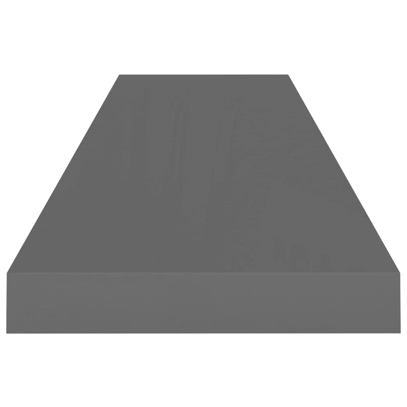 vidaXL 4 db magasfényű szürke MDF lebegő fali polc 90 x 23,5 x 3,8 cm