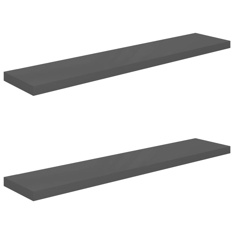 vidaXL 2 db magasfényű szürke MDF lebegő fali polc 120 x 23,5 x 3,8 cm