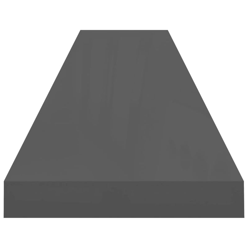vidaXL 2 db magasfényű szürke MDF lebegő fali polc 120 x 23,5 x 3,8 cm