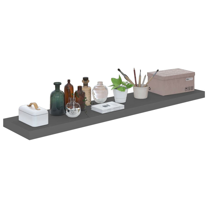 vidaXL 4 db magasfényű szürke MDF lebegő fali polc 120 x 23,5 x 3,8 cm