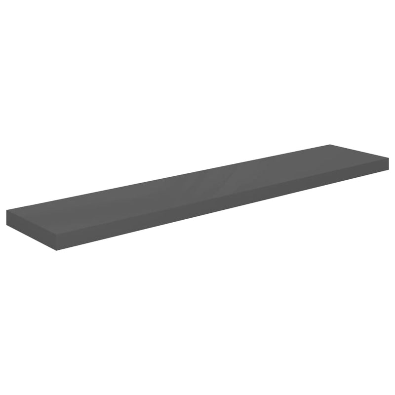vidaXL 4 db magasfényű szürke MDF lebegő fali polc 120 x 23,5 x 3,8 cm