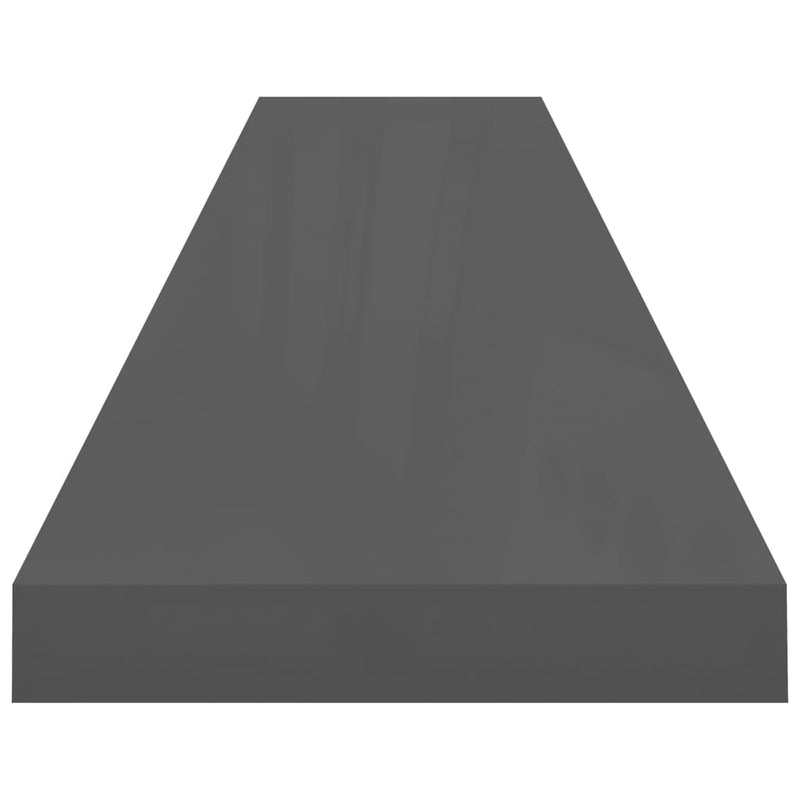 vidaXL 4 db magasfényű szürke MDF lebegő fali polc 120 x 23,5 x 3,8 cm