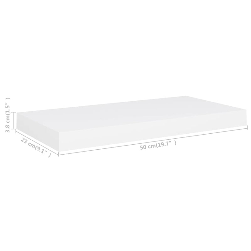 vidaXL fehér MDF lebegő fali polc 50 x 23 x 3,8 cm