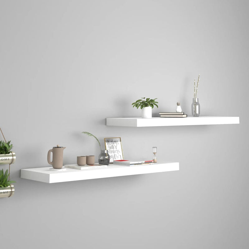 vidaXL 2 db fehér MDF lebegő fali polc 80 x 23,5 x 3,8 cm