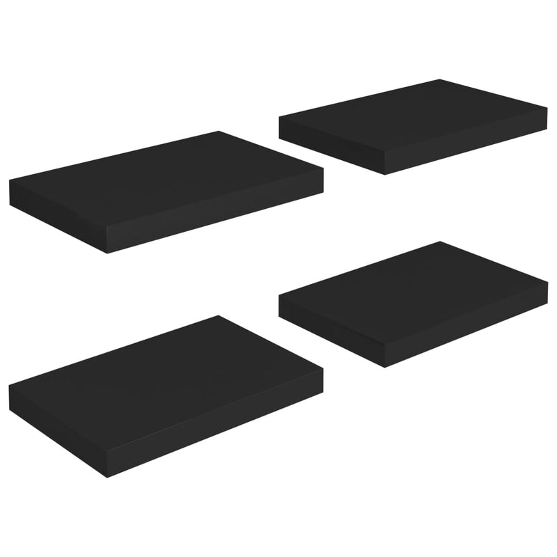 vidaXL 4 db fekete MDF lebegő fali polc 40 x 23 x 3,8 cm
