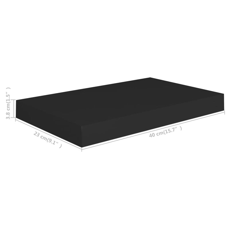 vidaXL 4 db fekete MDF lebegő fali polc 40 x 23 x 3,8 cm