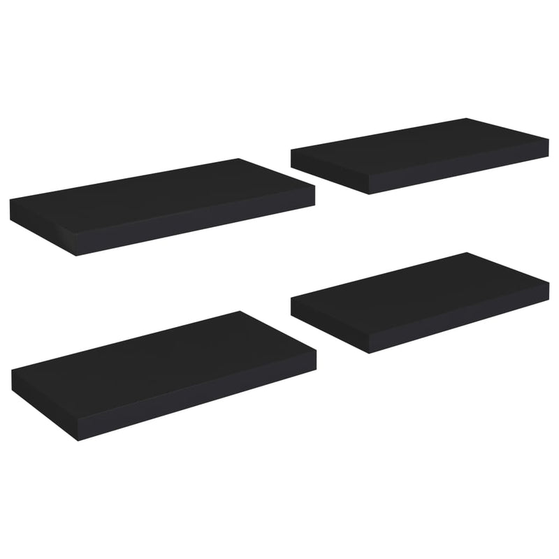 vidaXL 4 db fekete MDF lebegő fali polc 50 x 23 x 3,8 cm