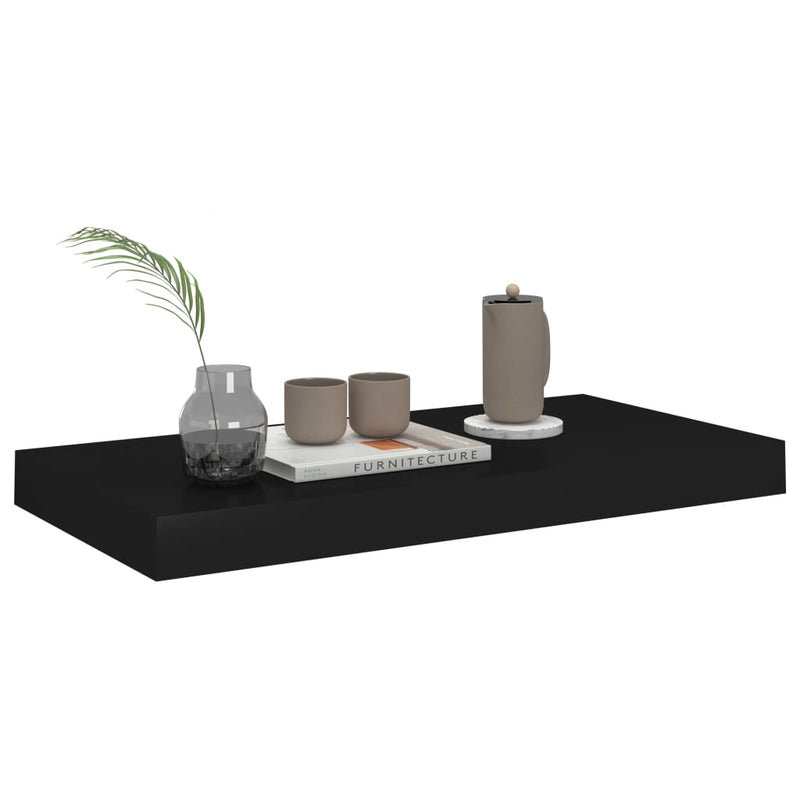 vidaXL 4 db fekete MDF lebegő fali polc 50 x 23 x 3,8 cm