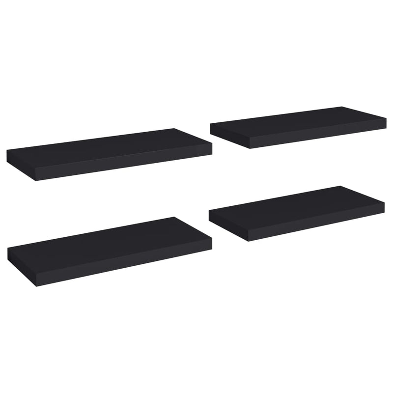 vidaXL 4 db fekete MDF lebegő fali polc 60 x 23,5 x 3,8 cm