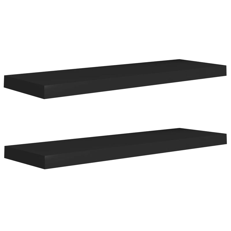 vidaXL 2 db fekete MDF lebegő fali polc 80 x 23,5 x 3,8 cm