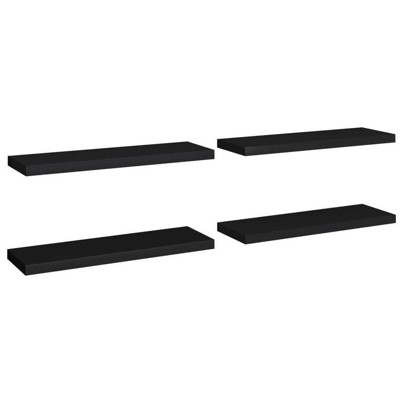 vidaXL 4 db fekete MDF lebegő fali polc 80 x 23,5 x 3,8 cm