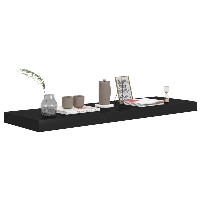 vidaXL 4 db fekete MDF lebegő fali polc 80 x 23,5 x 3,8 cm
