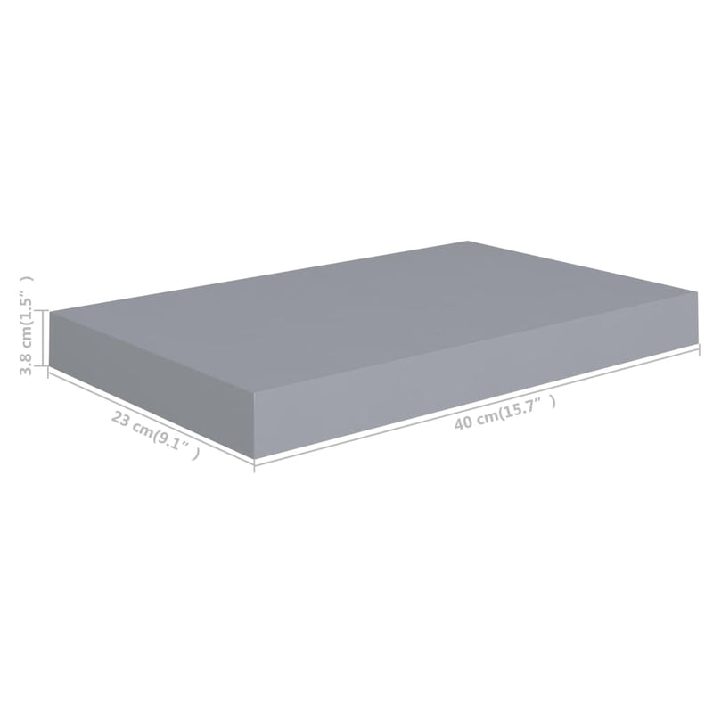 vidaXL 4 db szürke MDF lebegő fali polc 40 x 23 x 3,8 cm